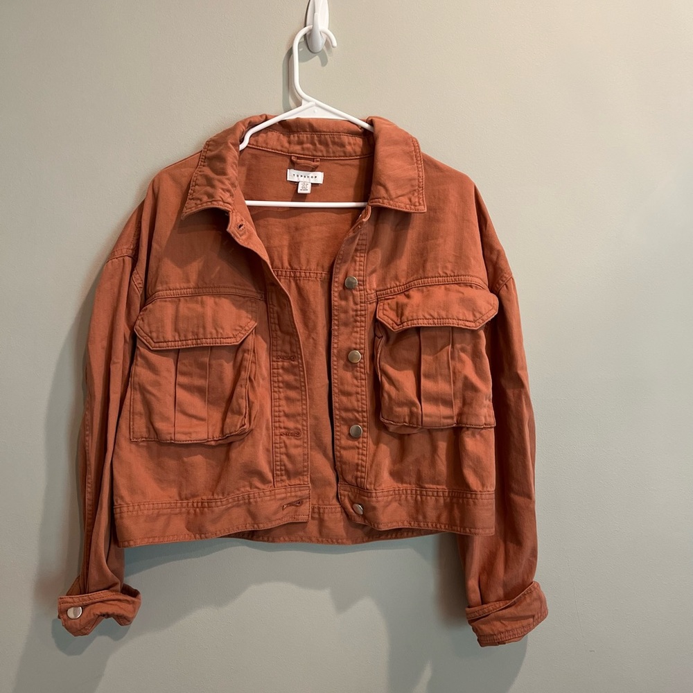 Topshop Burn Orange Denim Jacket